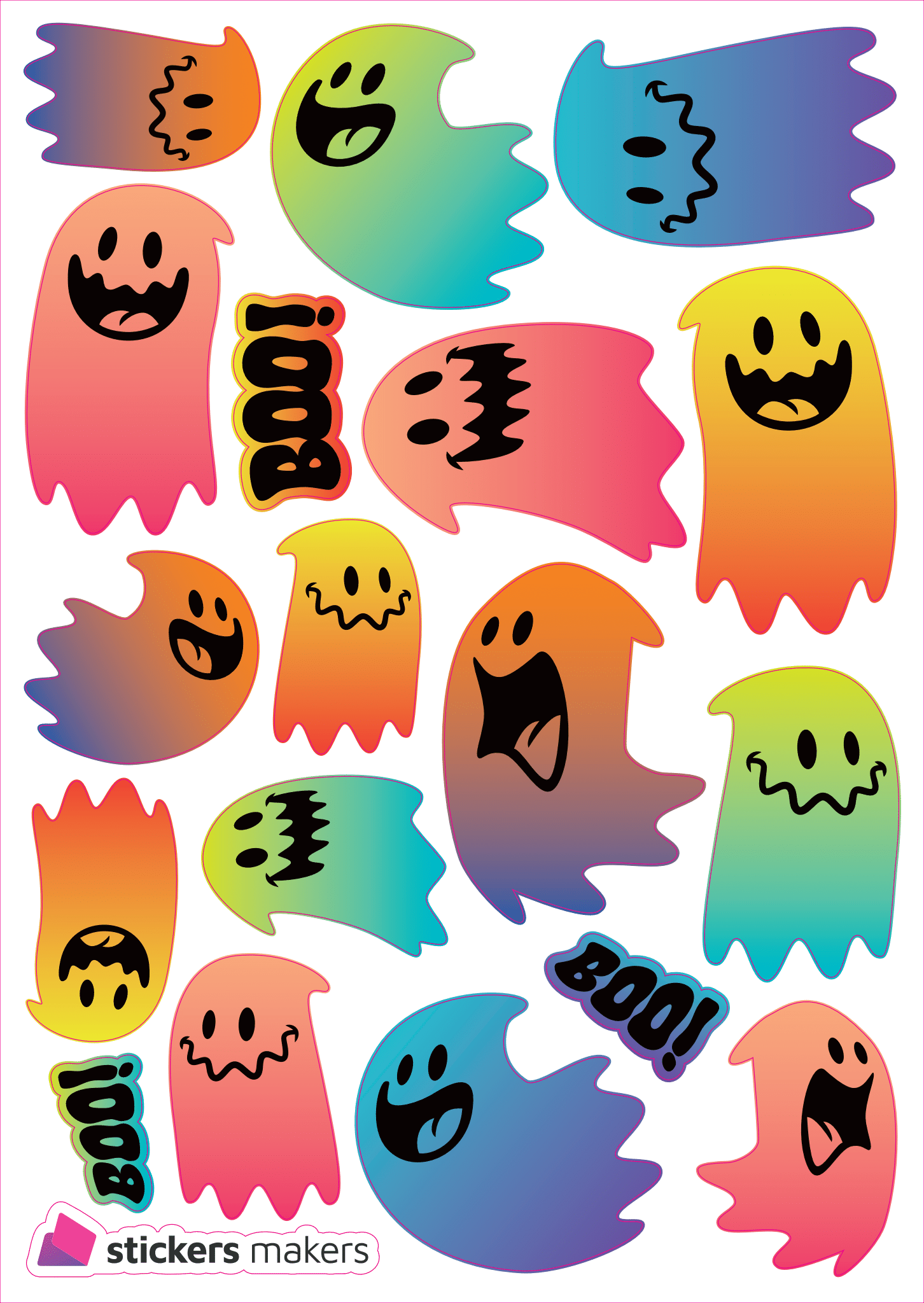 Reflexní samolepky - duchové barevní